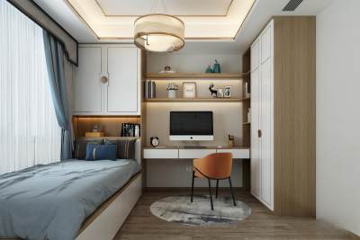 新中式榻榻米卧室3D模型下载